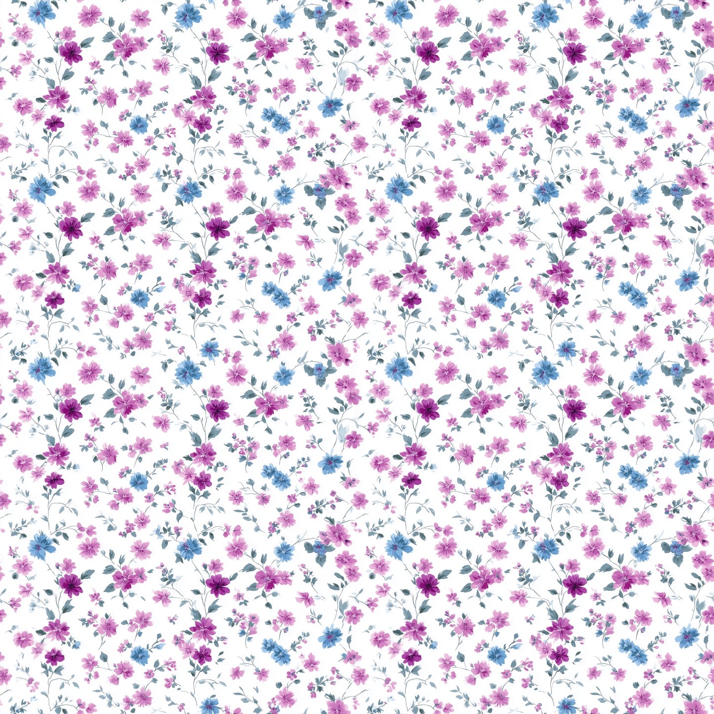 Pink Purple Ditsy Floral Digital Seamless Pattern