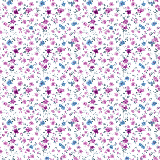 Pink Purple Ditsy Floral Digital Seamless Pattern