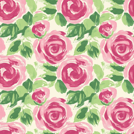 Pink Roses Oil Painting Digital Seamless Pattern