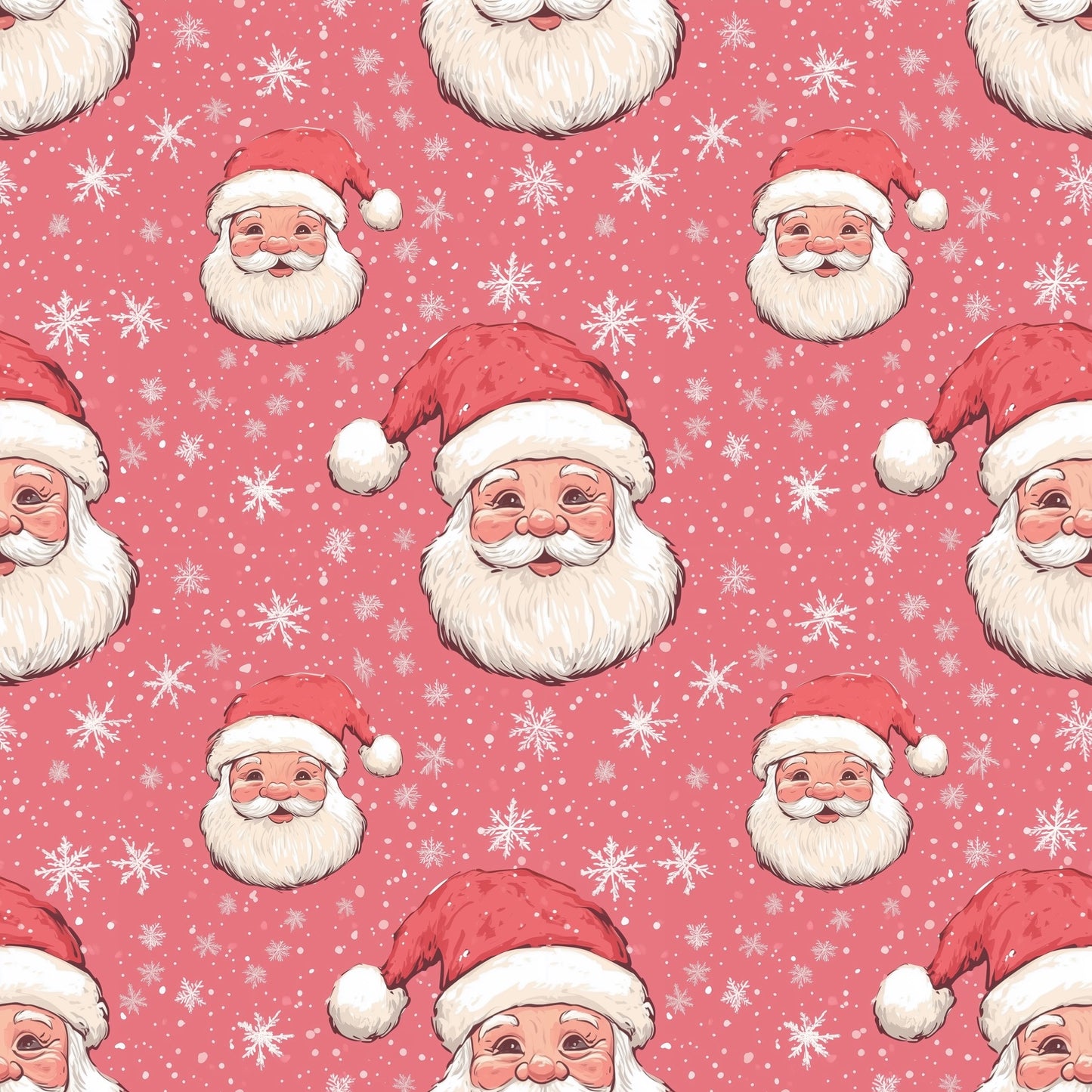 Pink Santas Digital Seamless Pattern