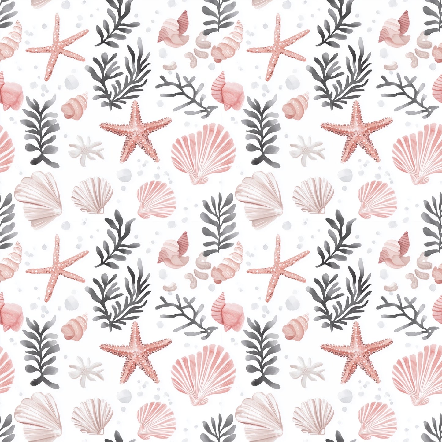 Pink Seashells Digital Seamless Pattern