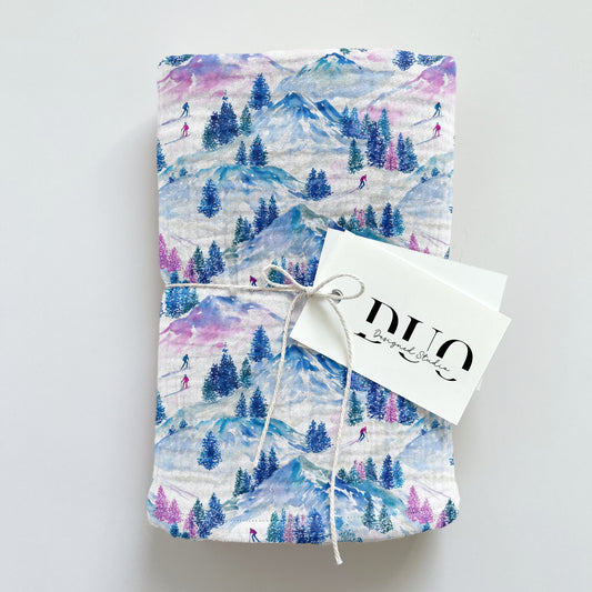 Pink Ski Slopes Digital Seamless Pattern