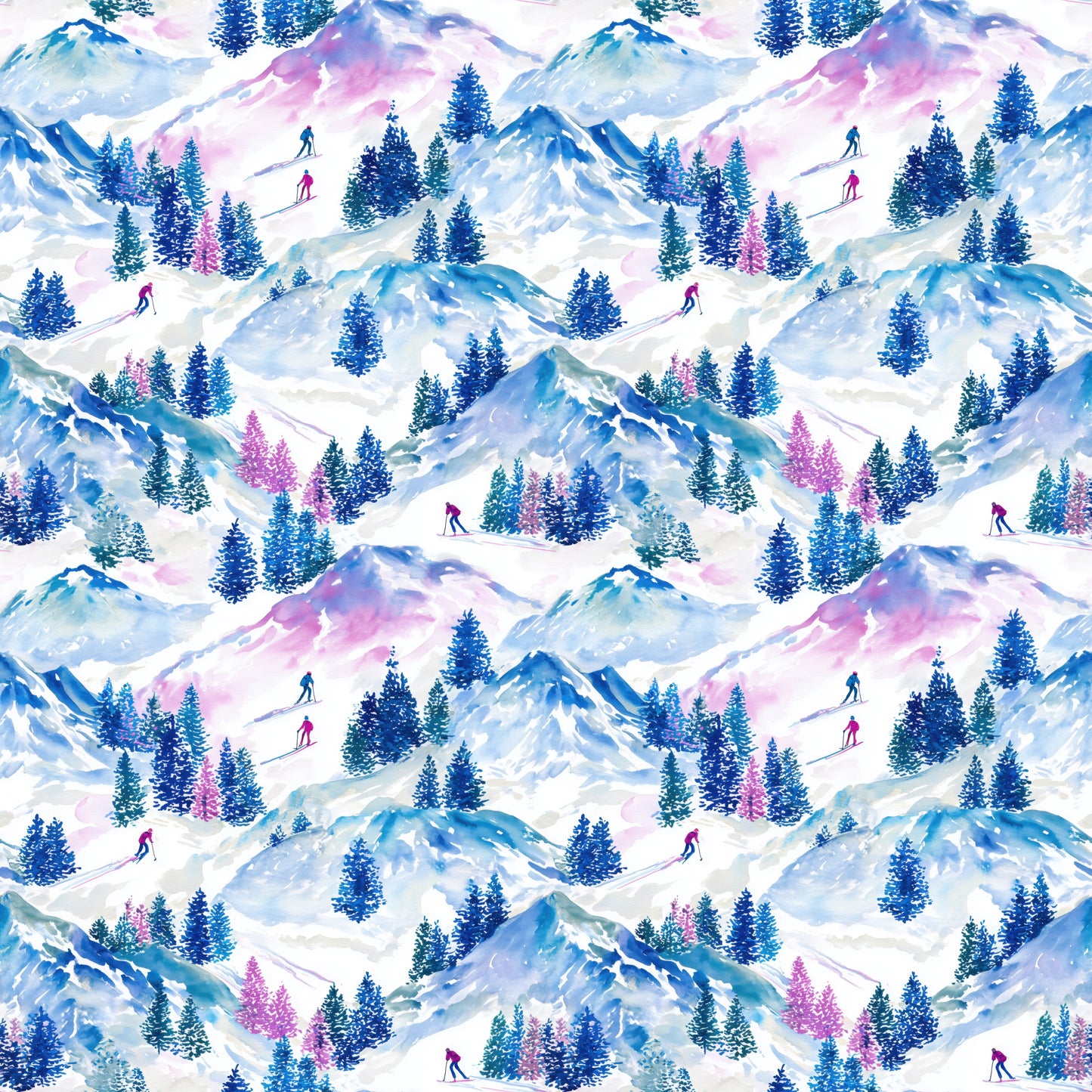 Pink Ski Slopes Digital Seamless Pattern