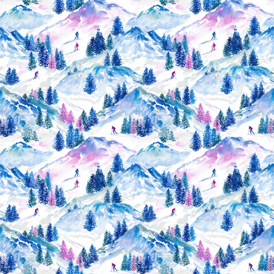 Pink Ski Slopes Digital Seamless Pattern