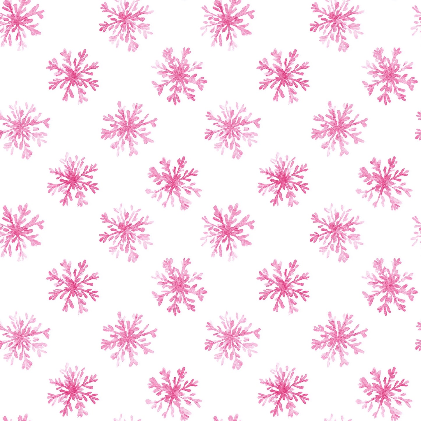 Watercolour Pink Snowflakes Digital Seamless Pattern