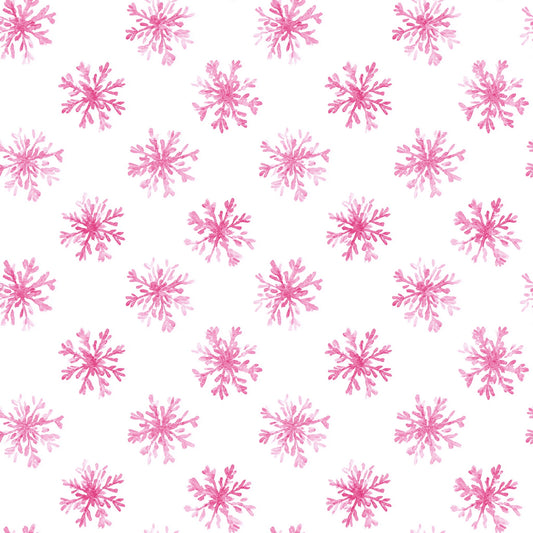 Watercolour Pink Snowflakes Digital Seamless Pattern