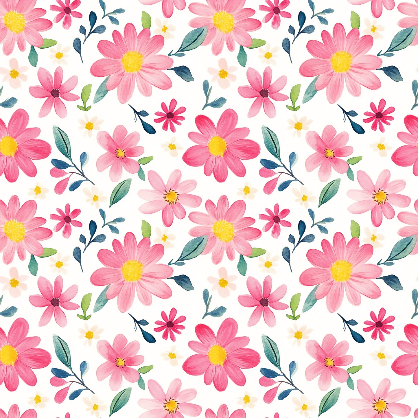 Pink Spring Blooms Digital Seamless Pattern