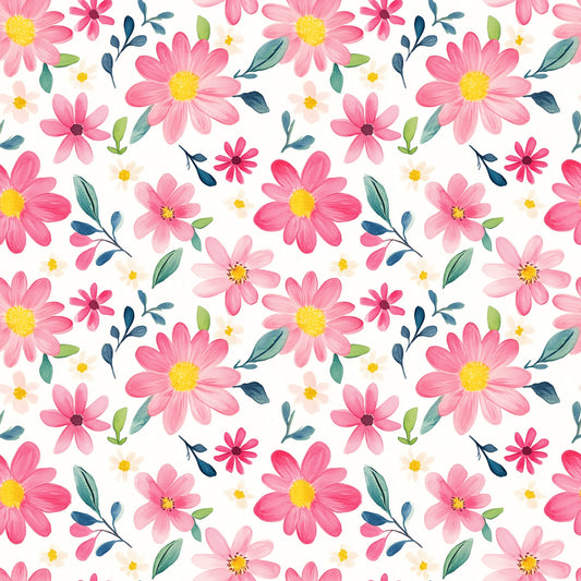 Pink Spring Blooms Digital Seamless Pattern