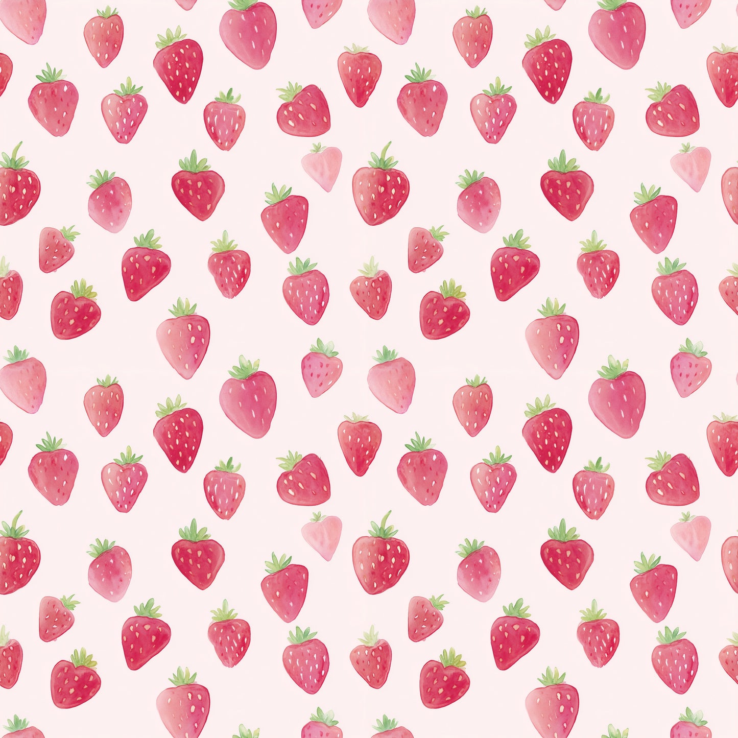Pink Strawberries Digital Seamless Pattern