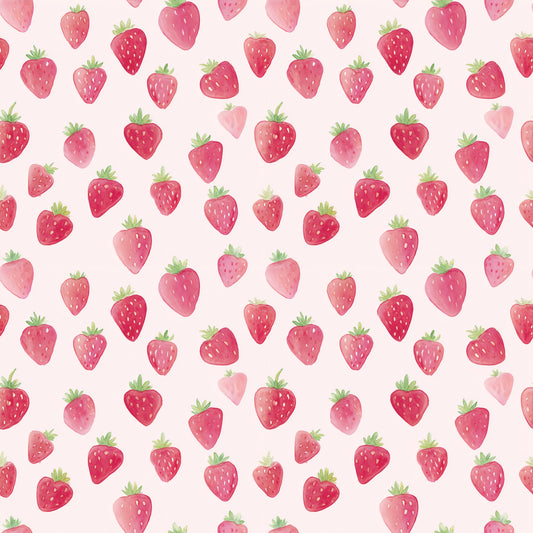 Pink Strawberries Digital Seamless Pattern