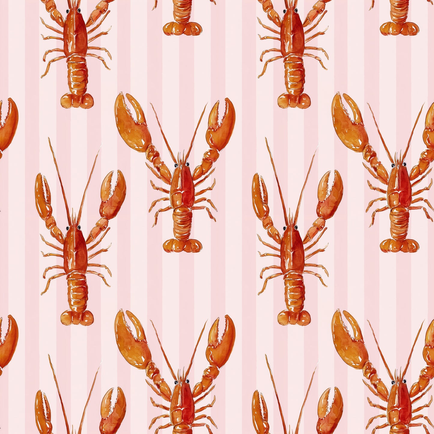 Pink Striped Lobster Digital Seamless Pattern