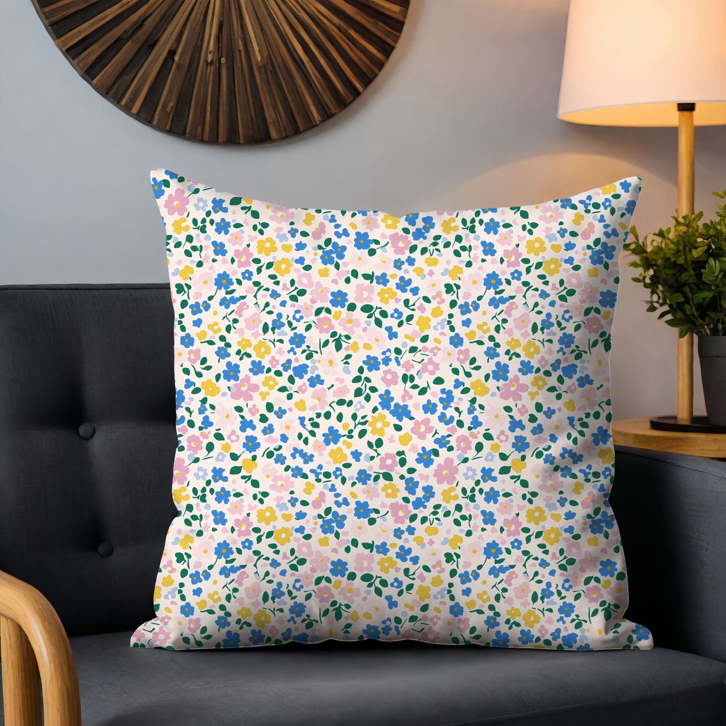 Pink & Blue Ditsy Floral Digital Seamless Pattern