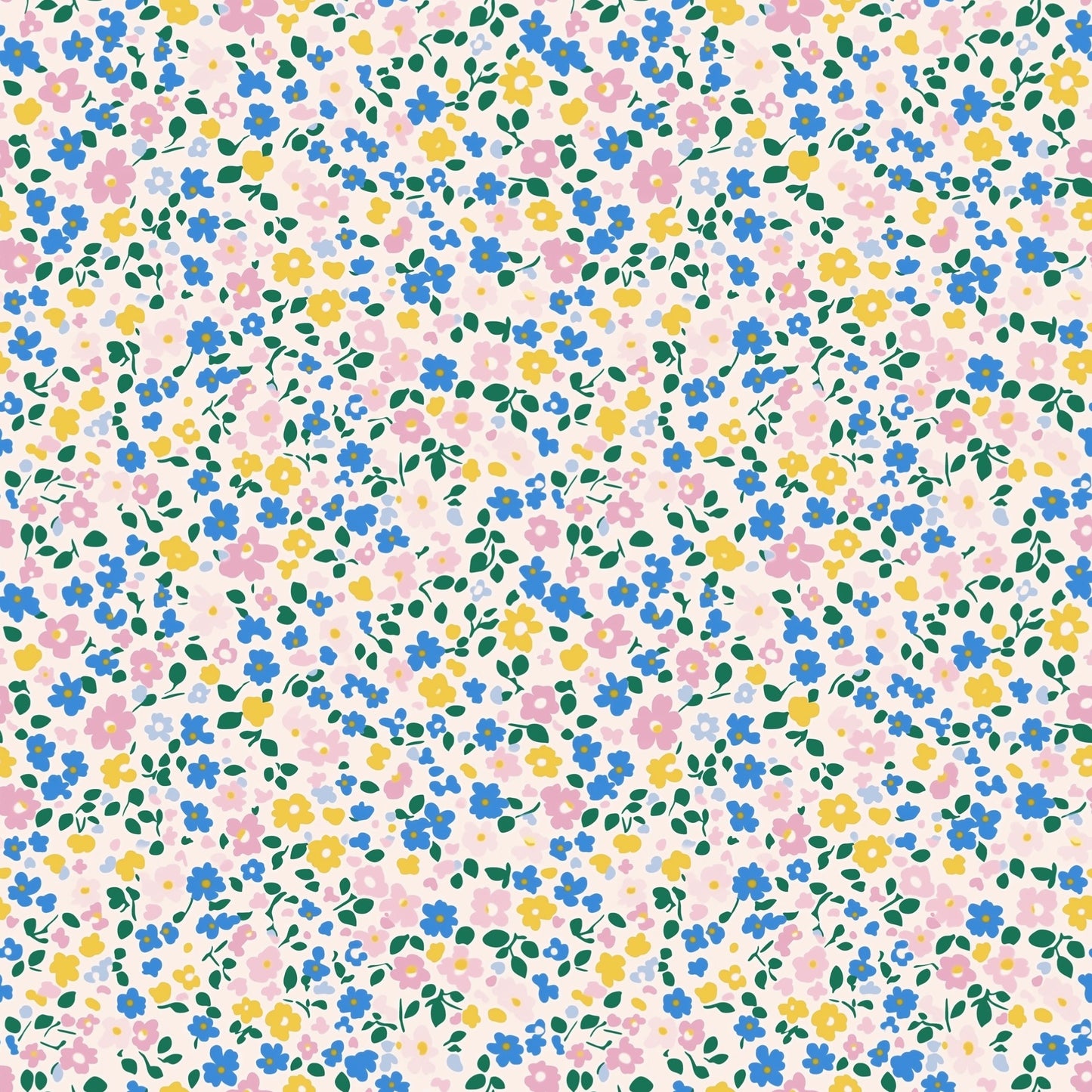 Pink & Blue Ditsy Floral Digital Seamless Pattern