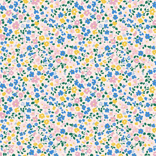 Pink & Blue Ditsy Floral Digital Seamless Pattern