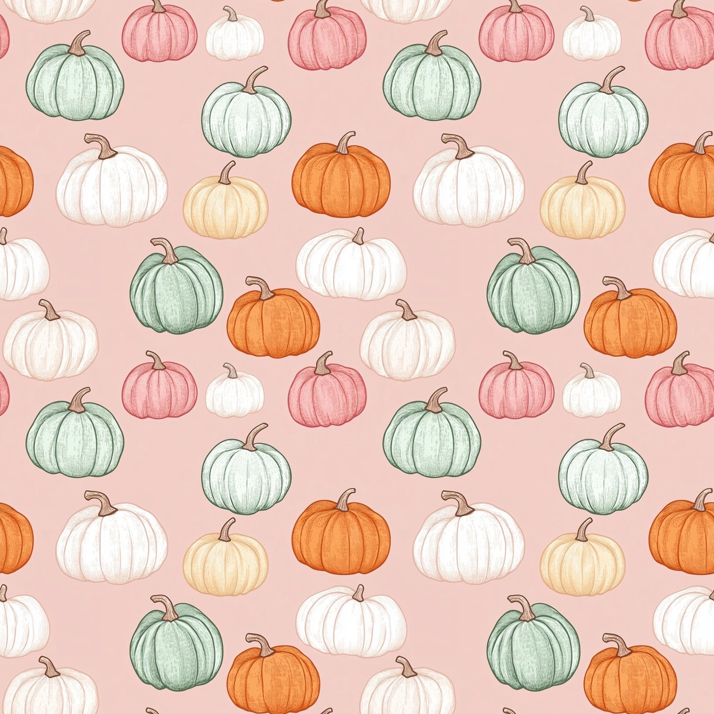 Pink Pumpkins Digital Seamless Pattern