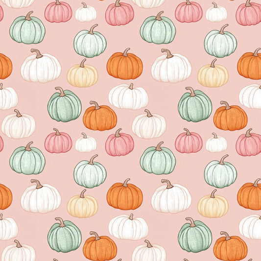 Pink Pumpkins Digital Seamless Pattern