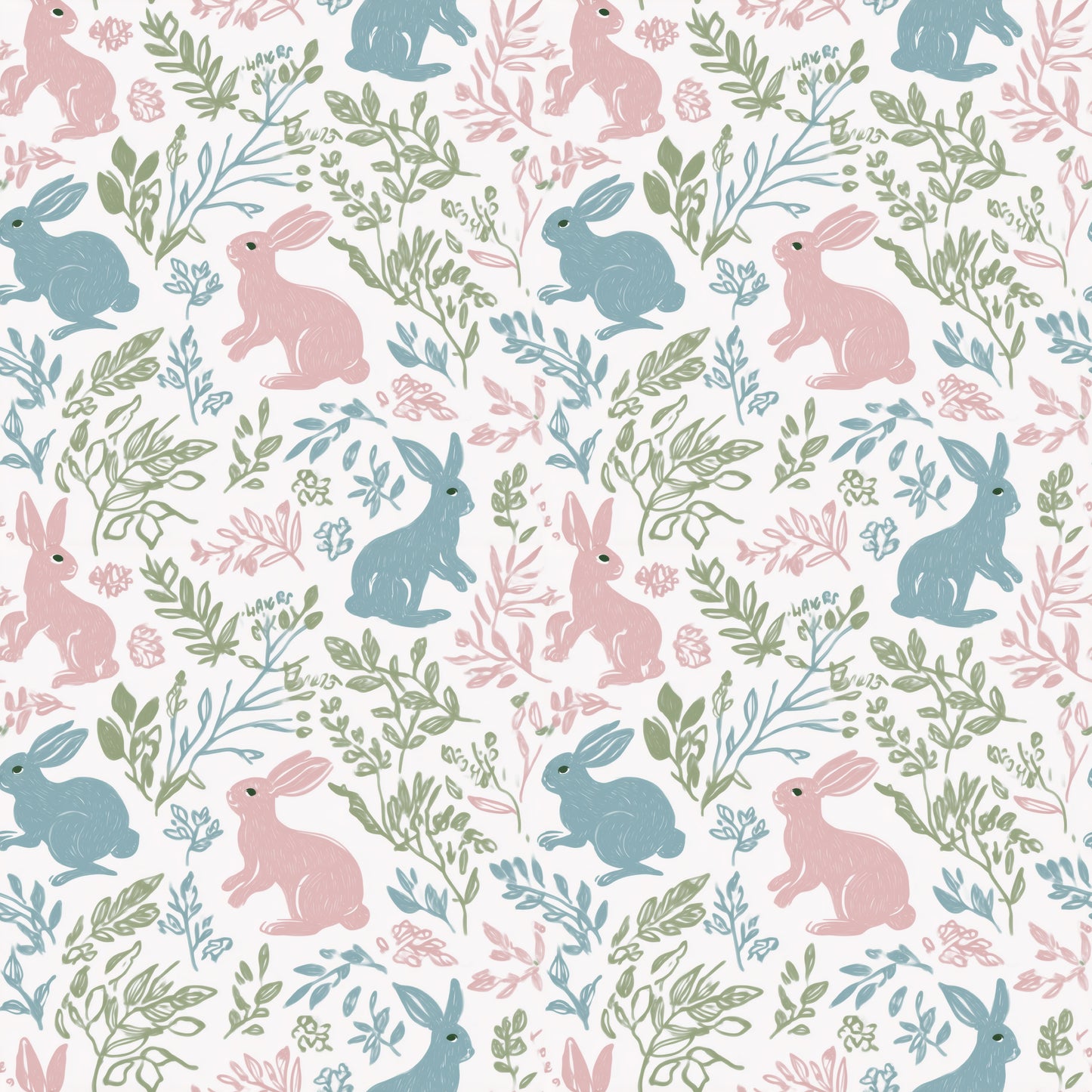 Pink & Blue Bunnies Digital Seamless Pattern
