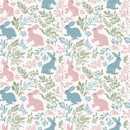 Pink & Blue Bunnies Digital Seamless Pattern