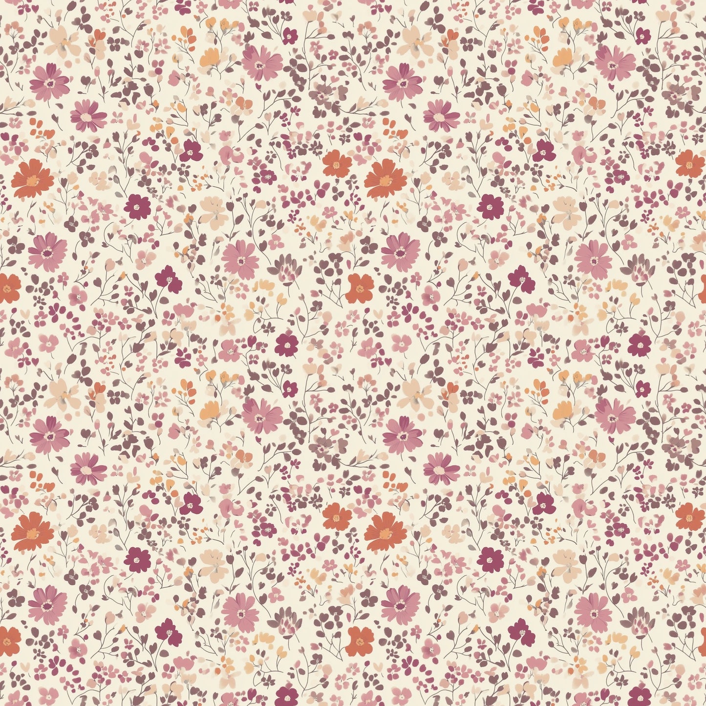 Ditsy Pink & Mauve Floral Digital Seamless Pattern