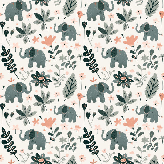 Pink Elephants Digital Seamless Pattern