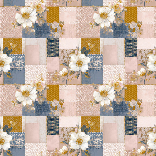 Pinky Gold Floral Patchwork Digital Seamless Pattern