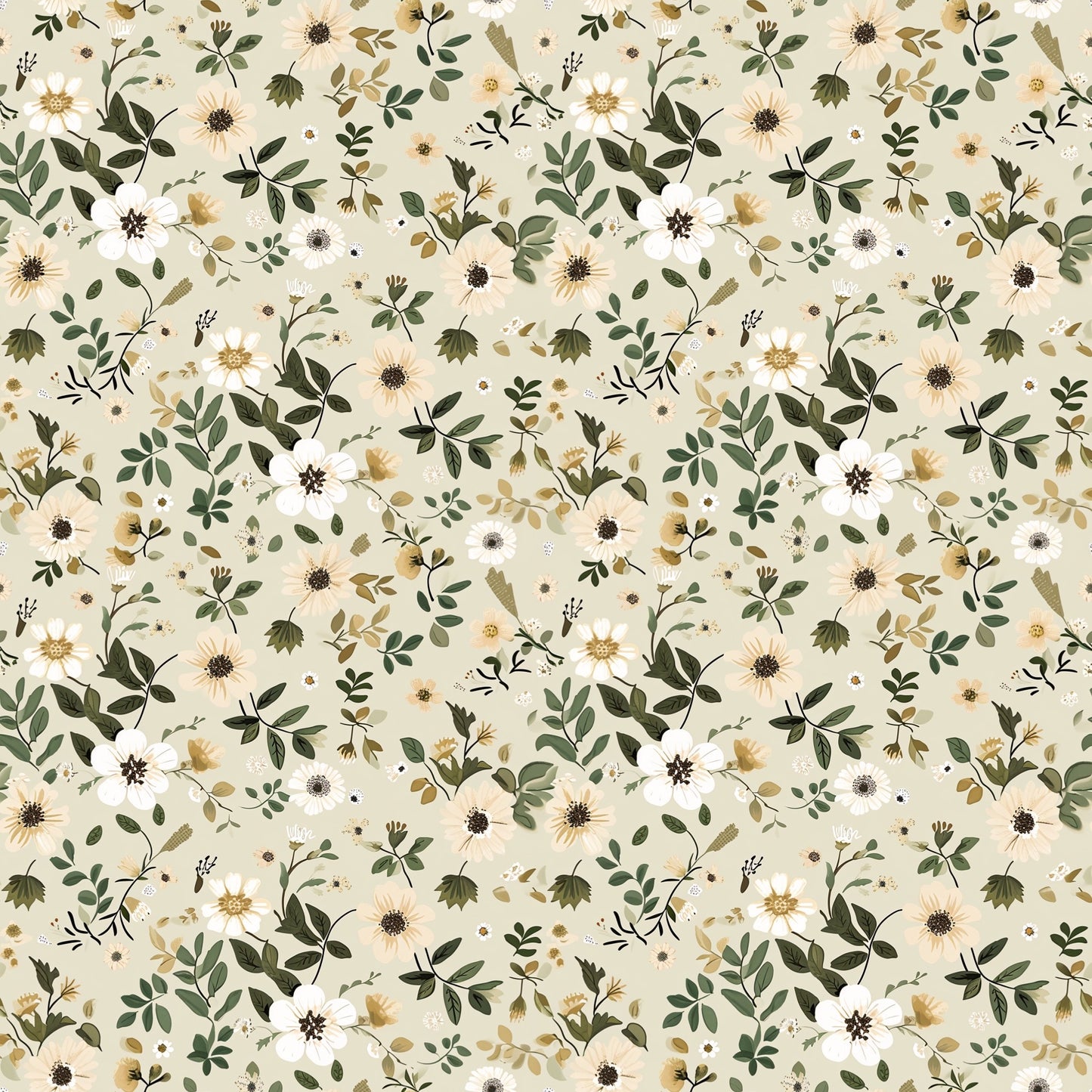Pistachio Floral Digital Seamless Pattern
