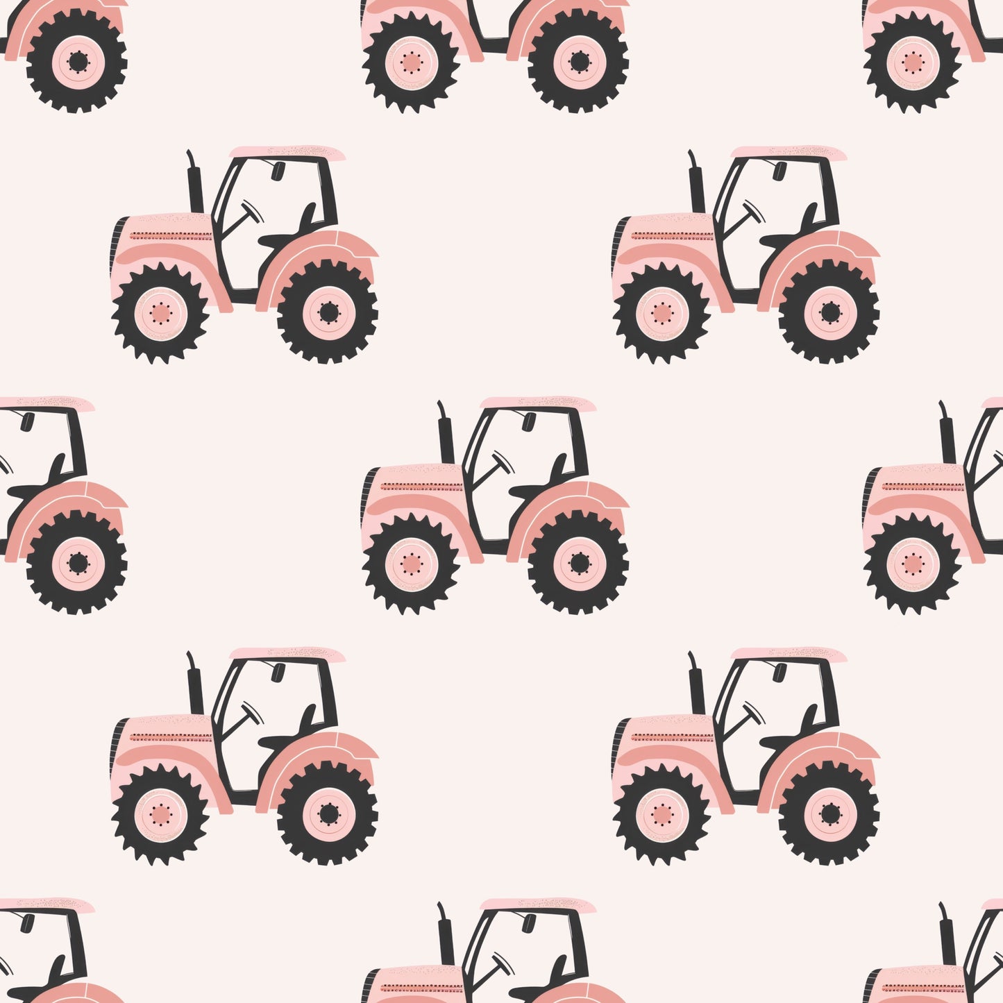 Pink Tractors Digital Seamless Pattern