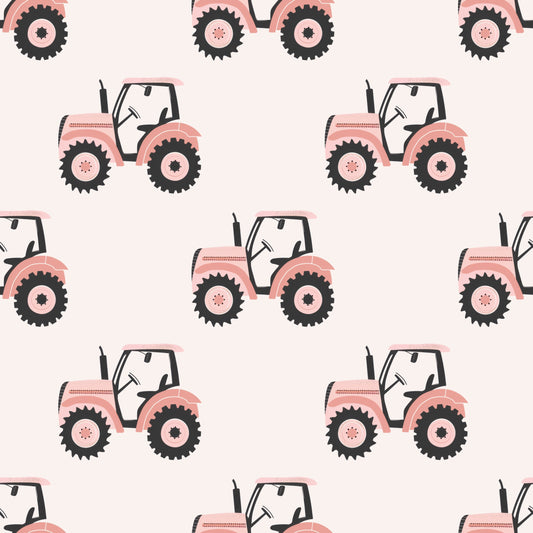 Pink Tractors Digital Seamless Pattern
