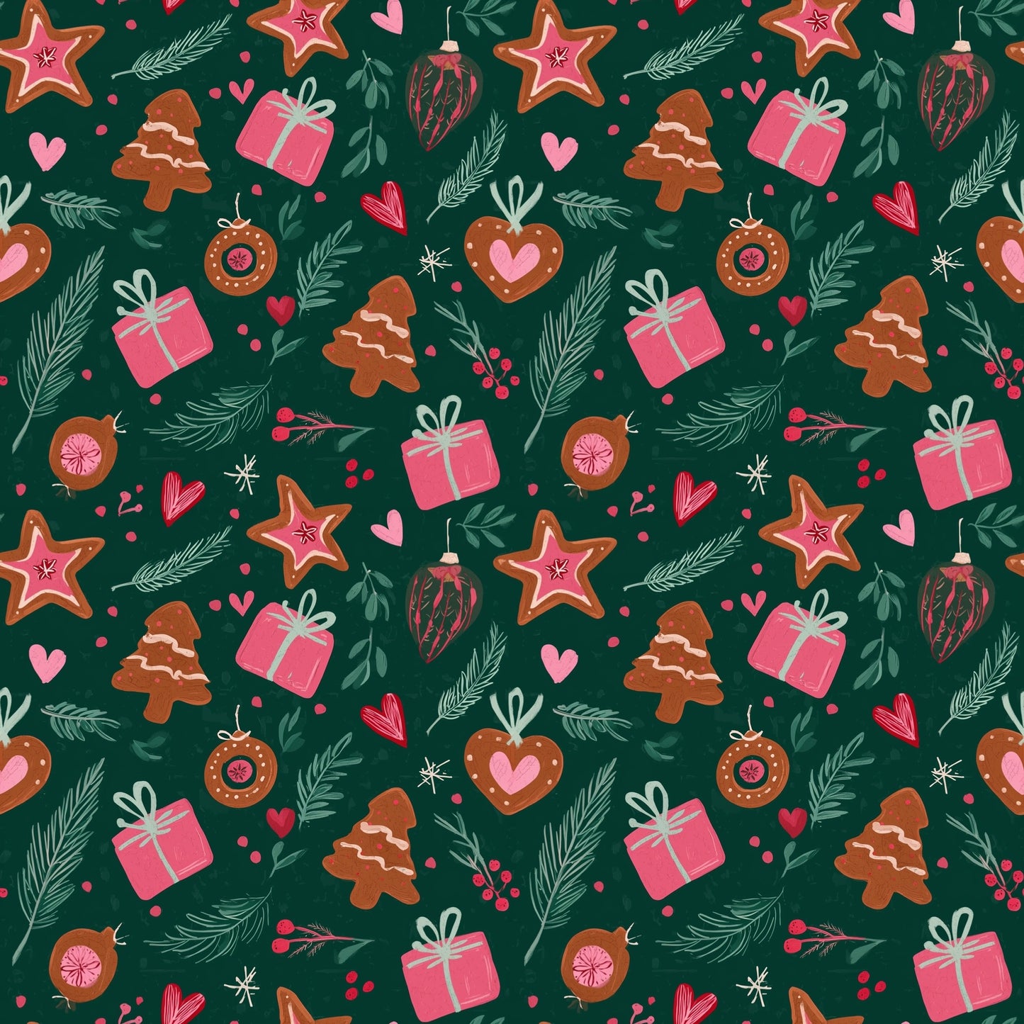 Playful Christmas Doodle Digital Seamless Pattern