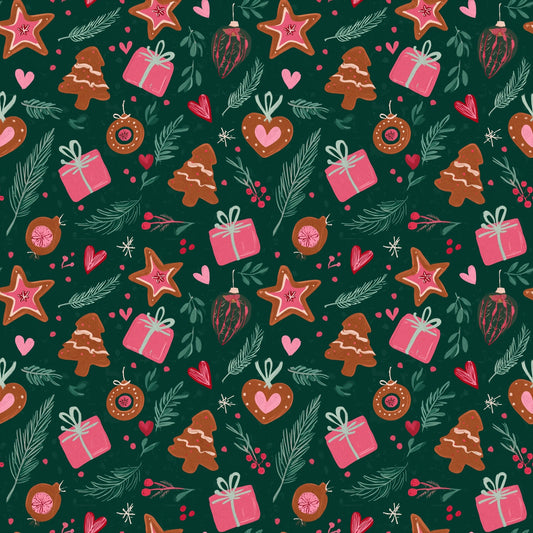 Playful Christmas Doodle Digital Seamless Pattern