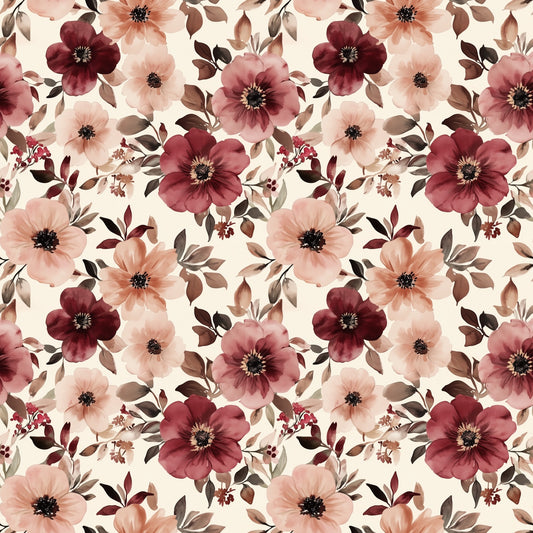 Plum Floral Digital Seamless Pattern