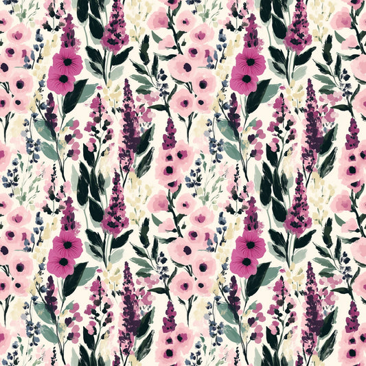 Plum & Pink Floral Digital Seamless Pattern