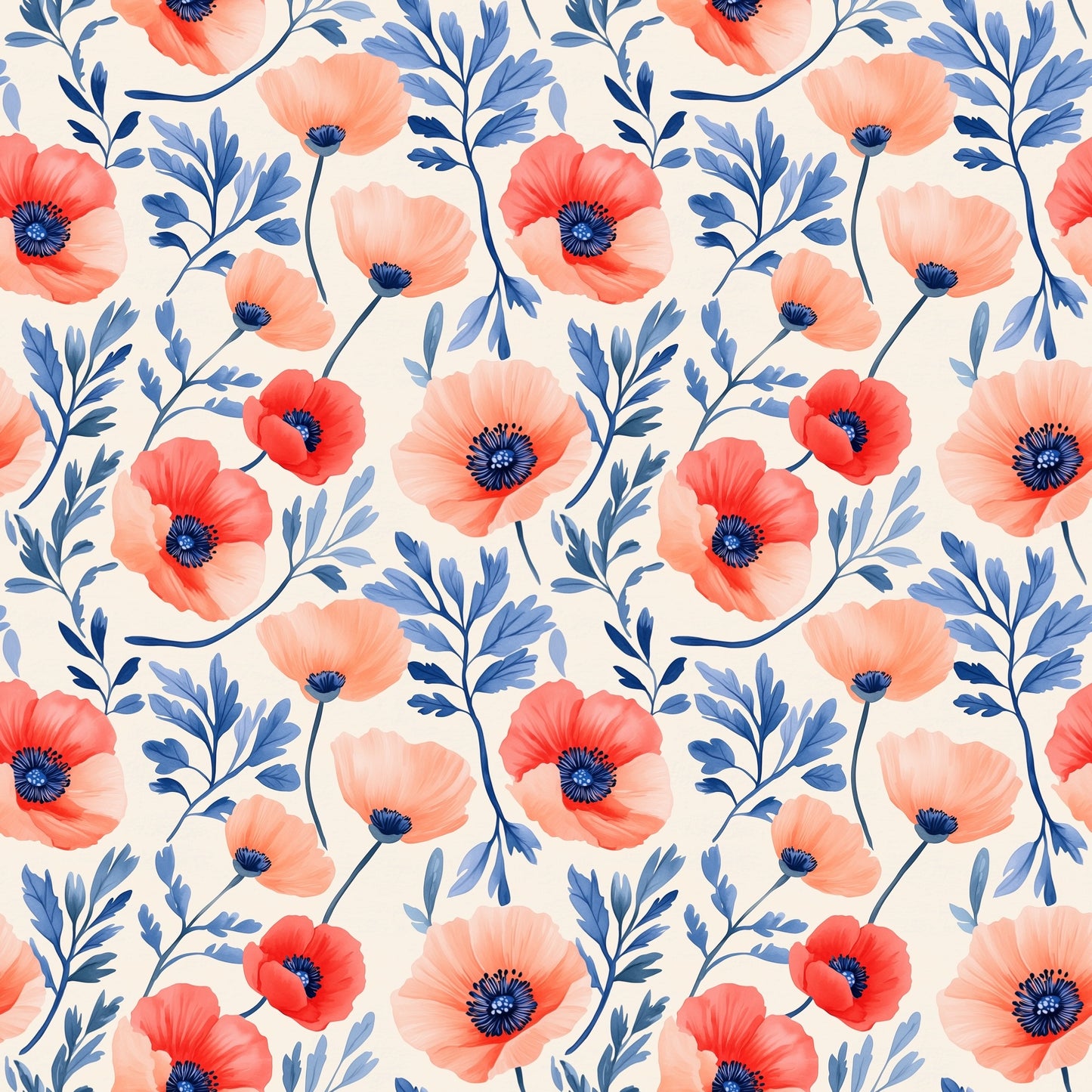 Poppy Field Digital Seamless Pattern