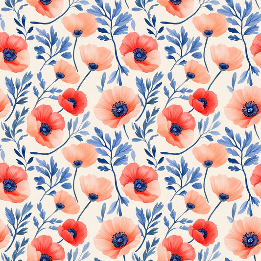 Poppy Field Digital Seamless Pattern