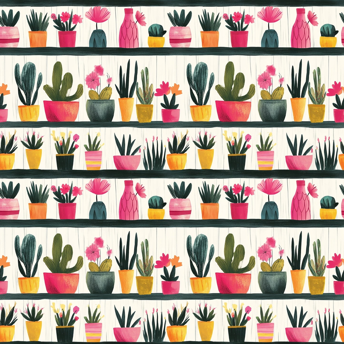 Plant Pots Digital Seamless Pattern