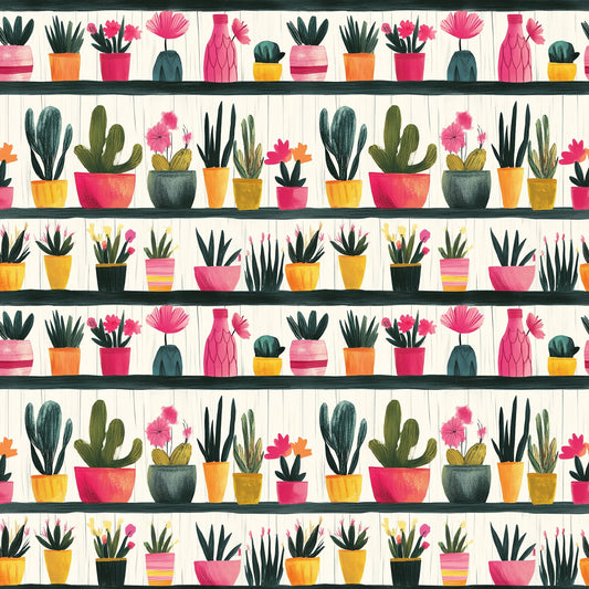 Plant Pots Digital Seamless Pattern