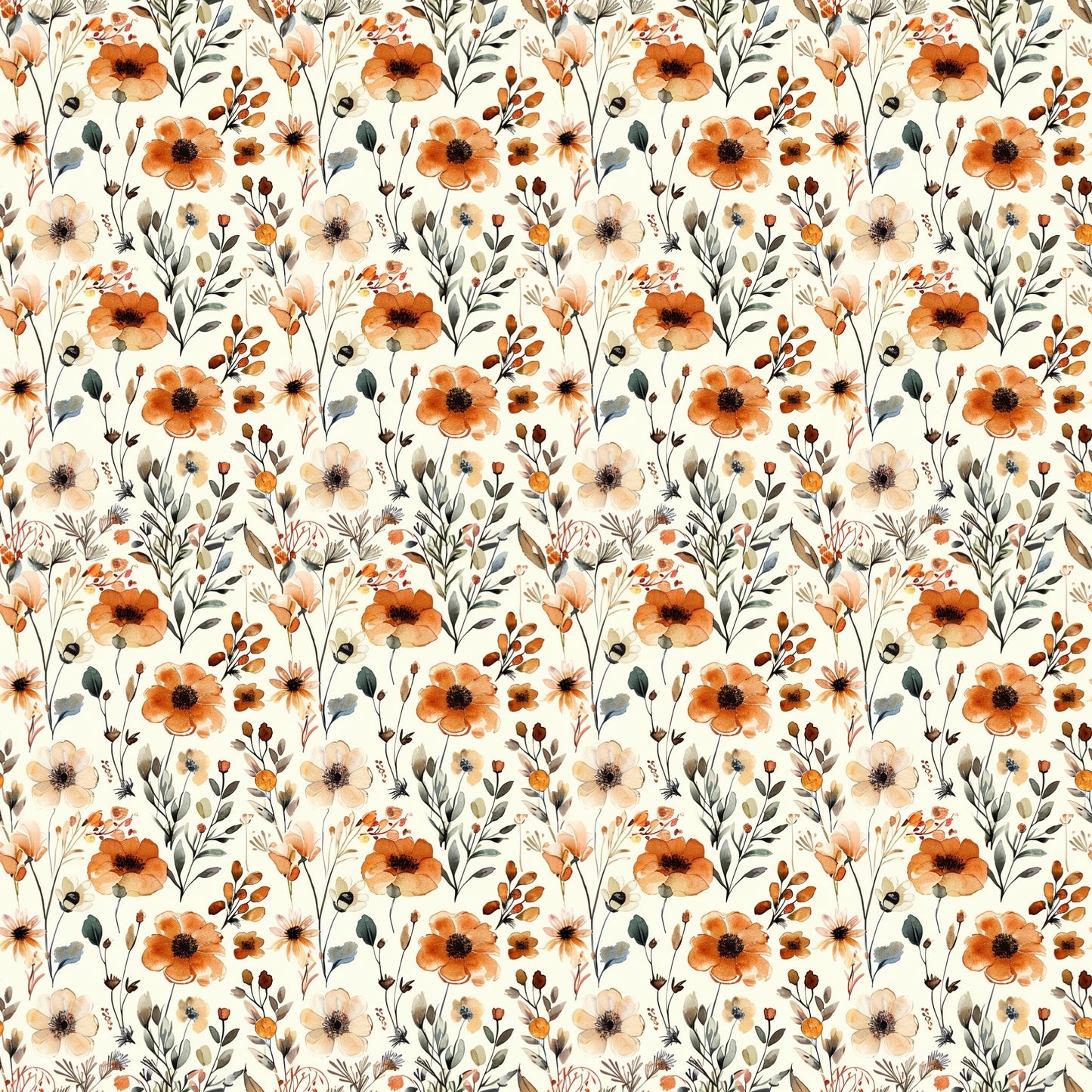 Preppy Autumn Floral Digital Seamless Pattern