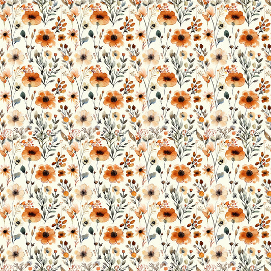 Preppy Autumn Floral Digital Seamless Pattern
