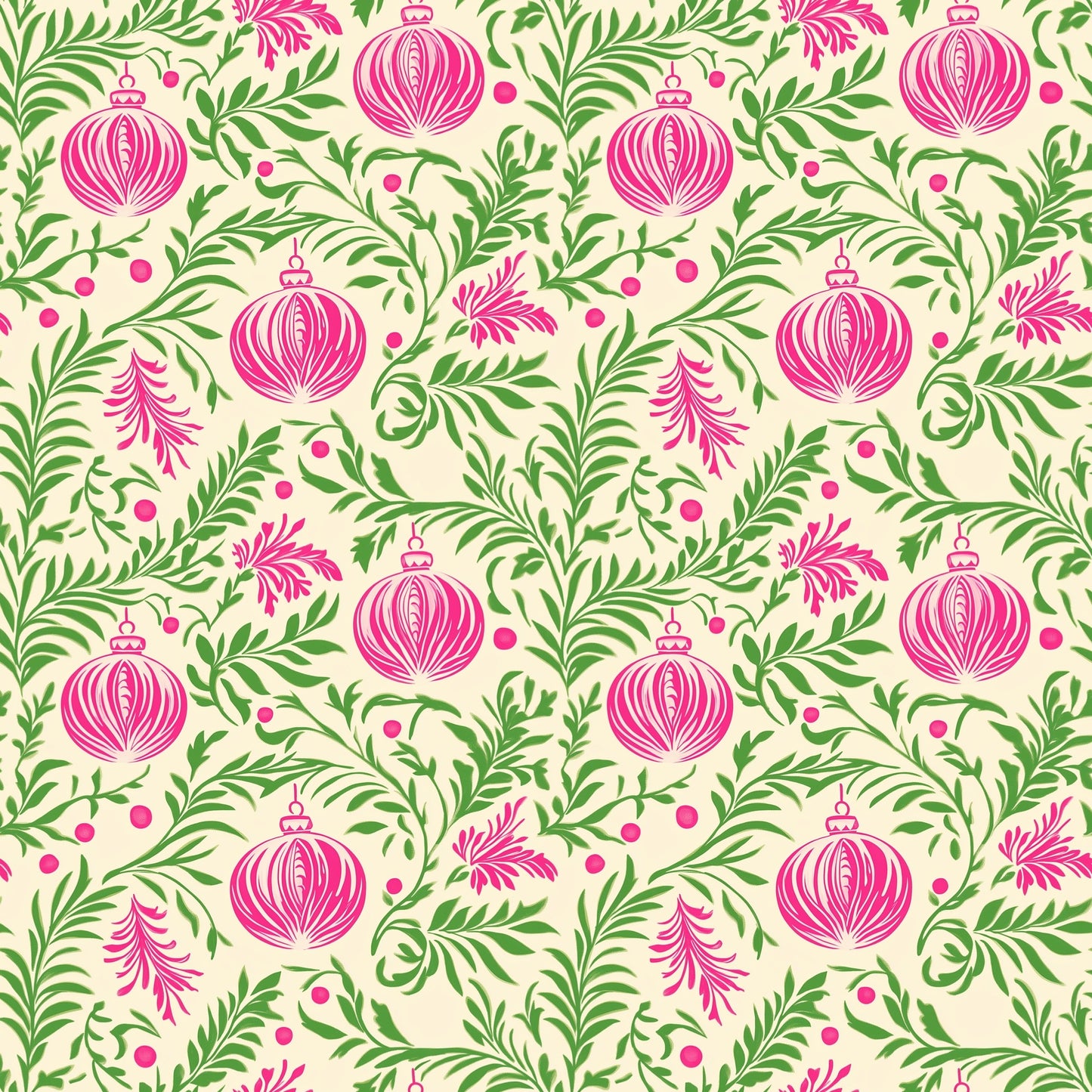 Preppy Christmas Baubles Digital Seamless Pattern