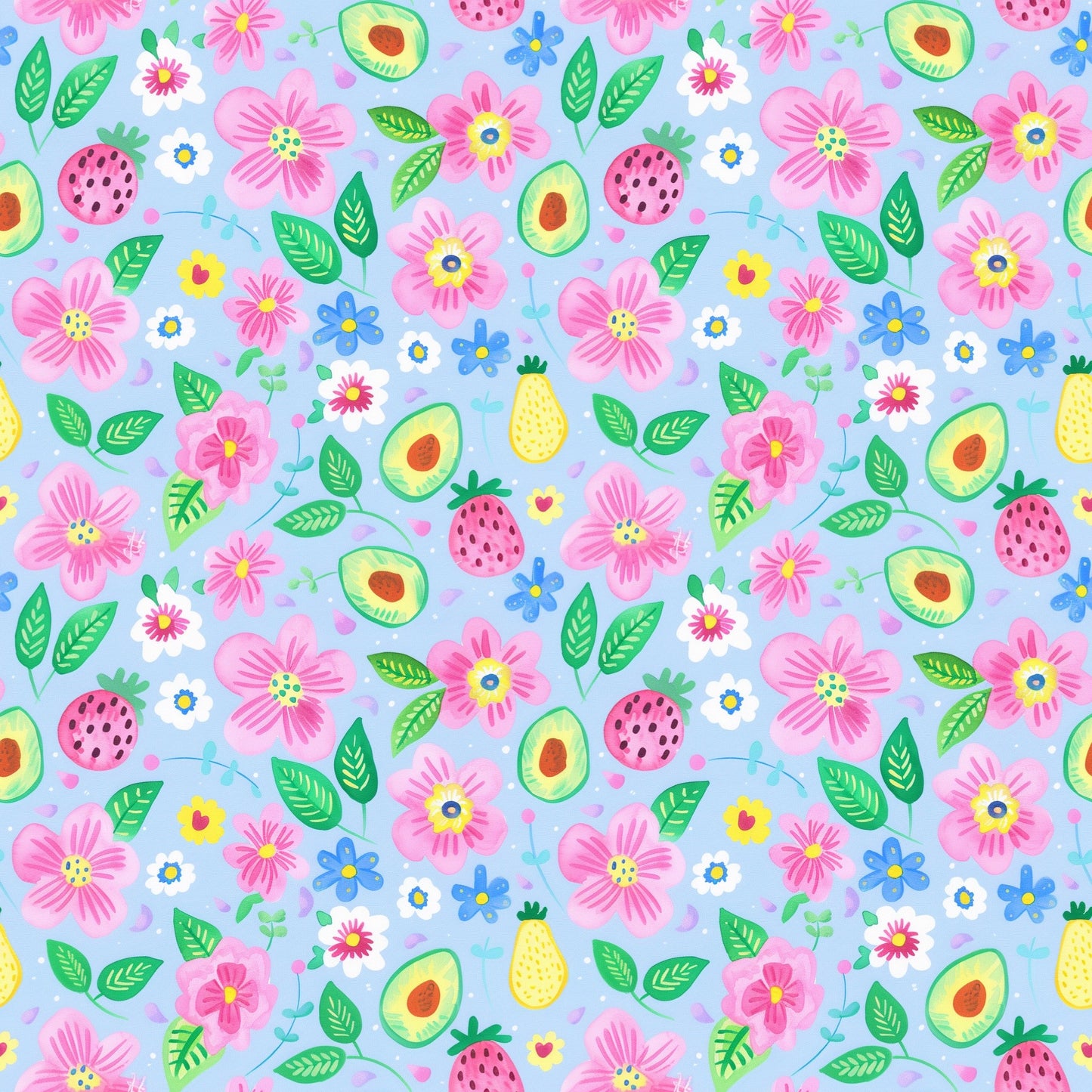Preppy Blue Fruit Digital Seamless Pattern