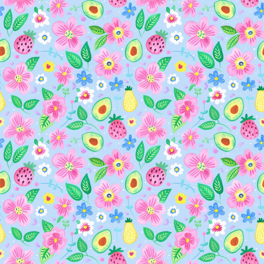 Preppy Blue Fruit Digital Seamless Pattern
