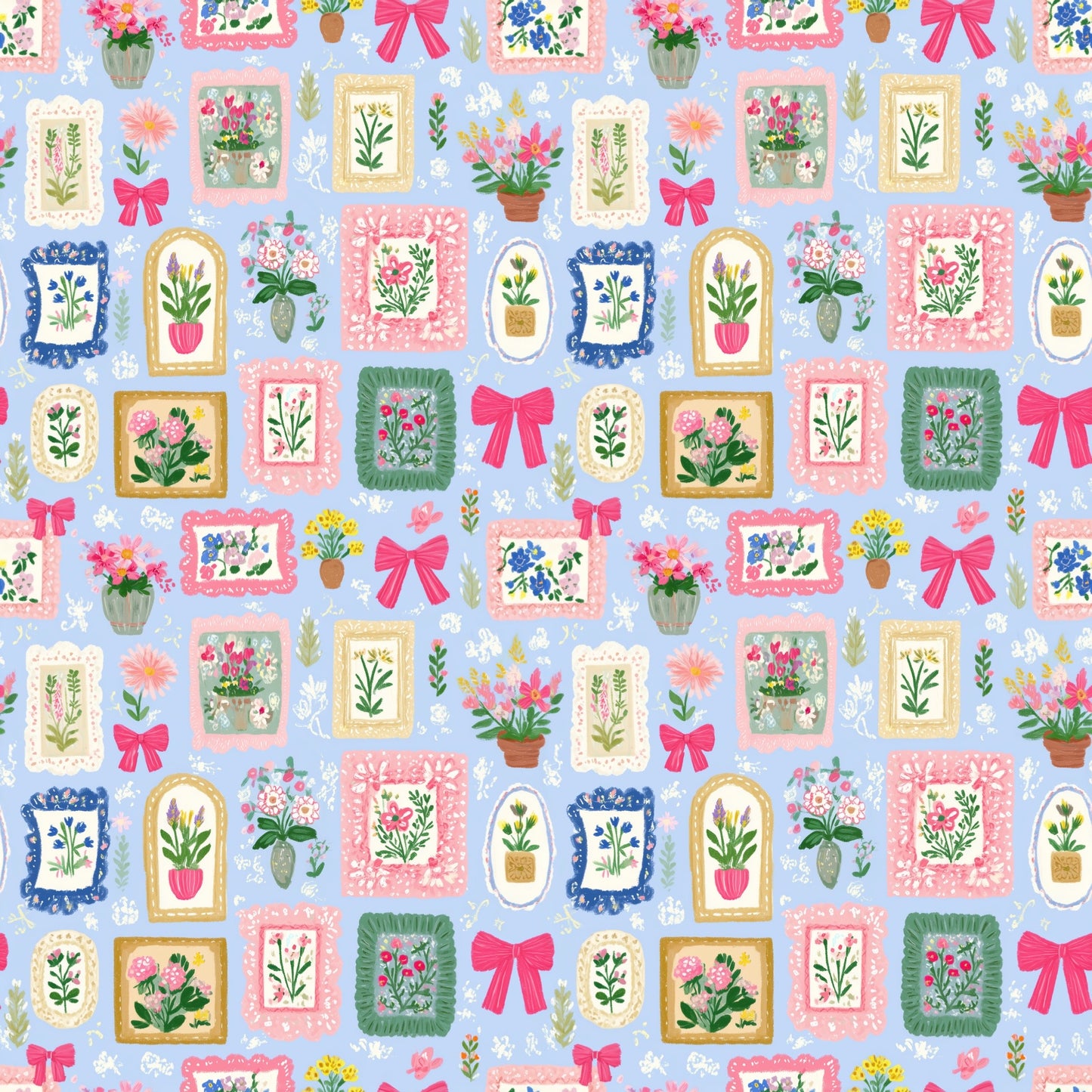 Preppy Coquette Patchwork Digital Seamless Pattern