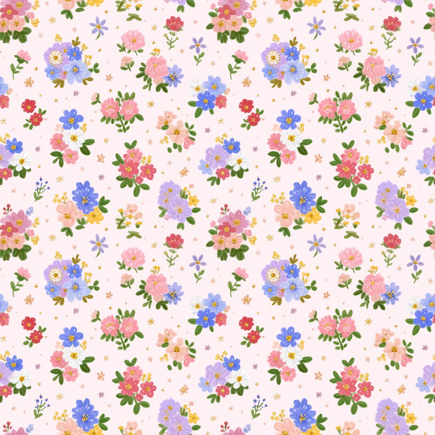 Preppy Floral Bunches Digital Seamless Pattern