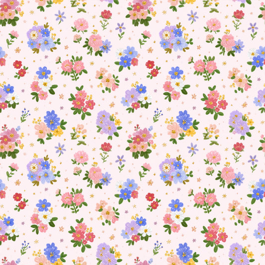 Preppy Floral Bunches Digital Seamless Pattern