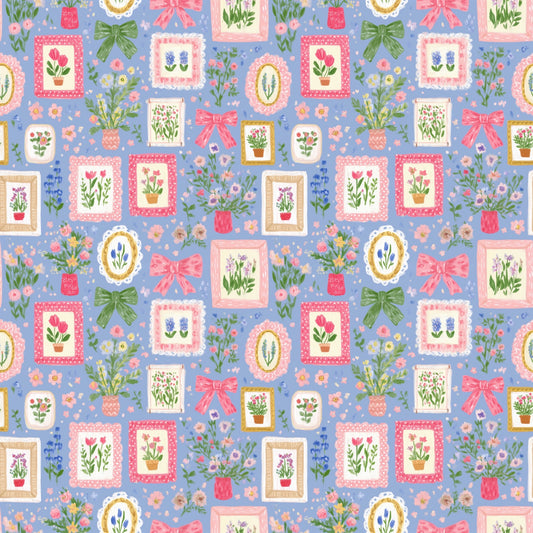 Preppy Floral Frames Digital Seamless Pattern