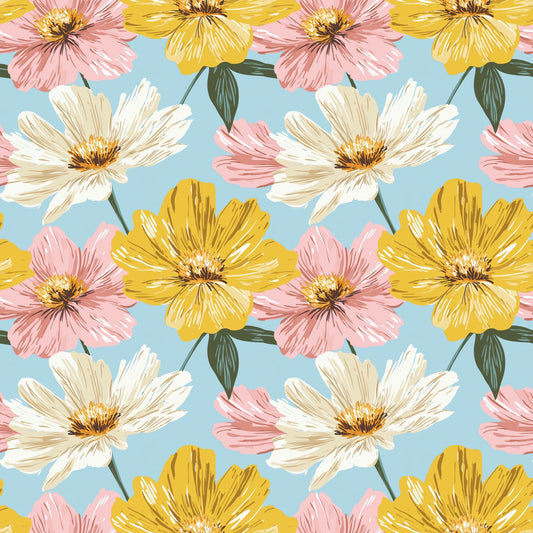 Preppy Floral Digital Seamless Pattern
