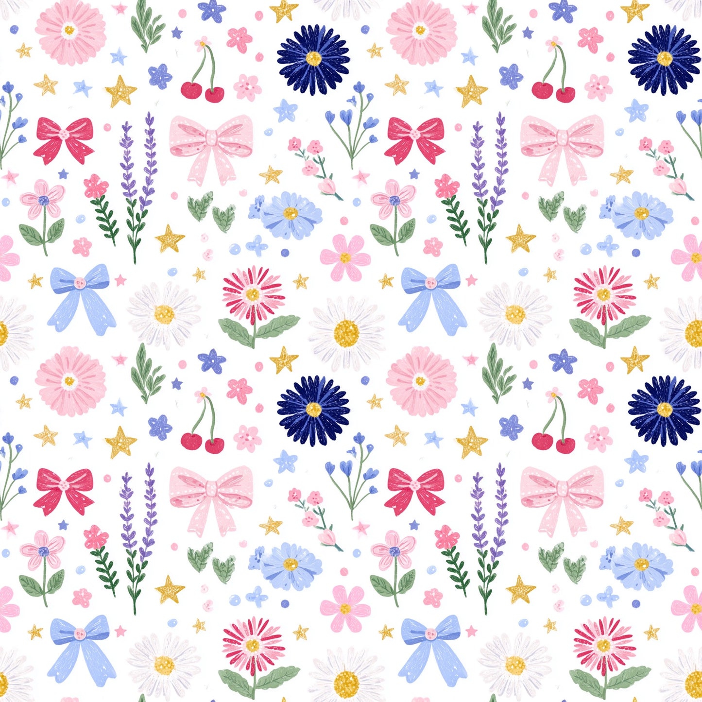Preppy Fourth July Patchwork Digital Seamless Pattern