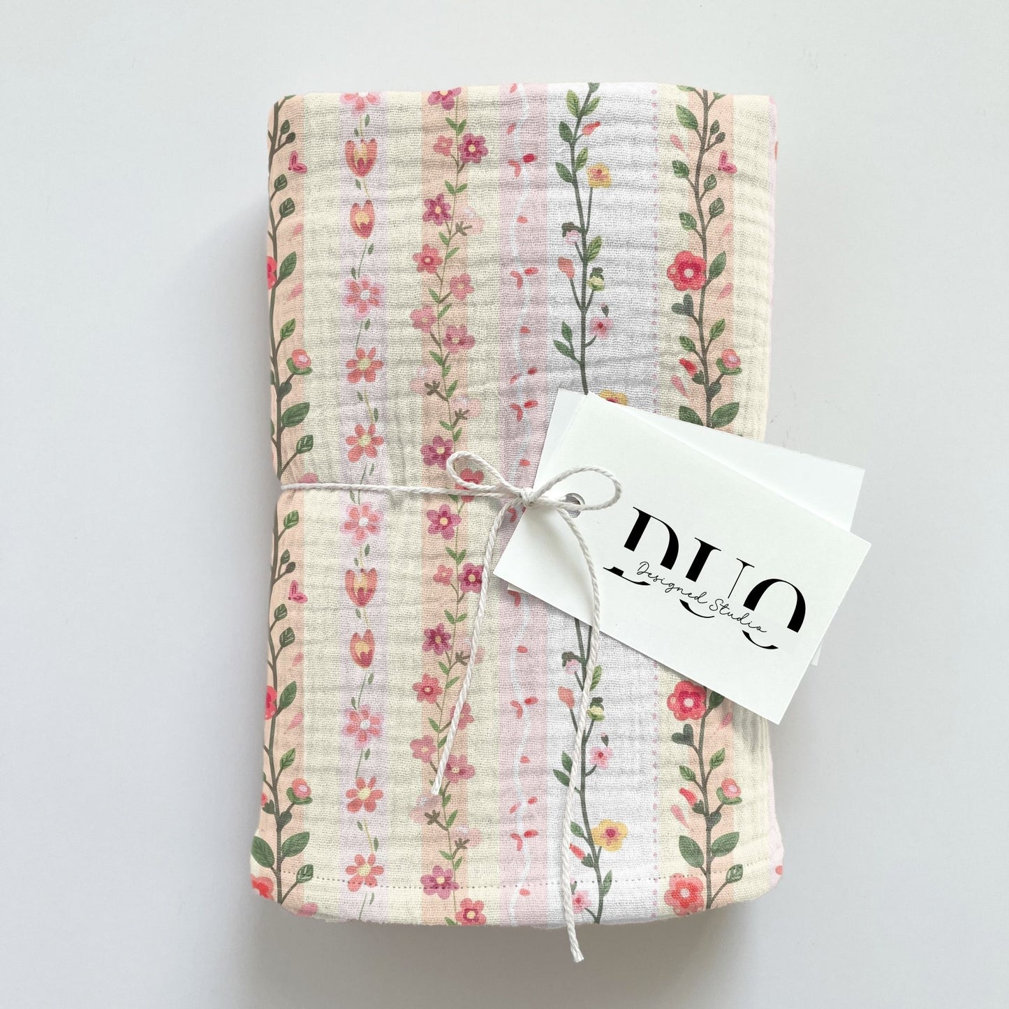 Preppy Pink Floral Stripes Digital Seamless Pattern