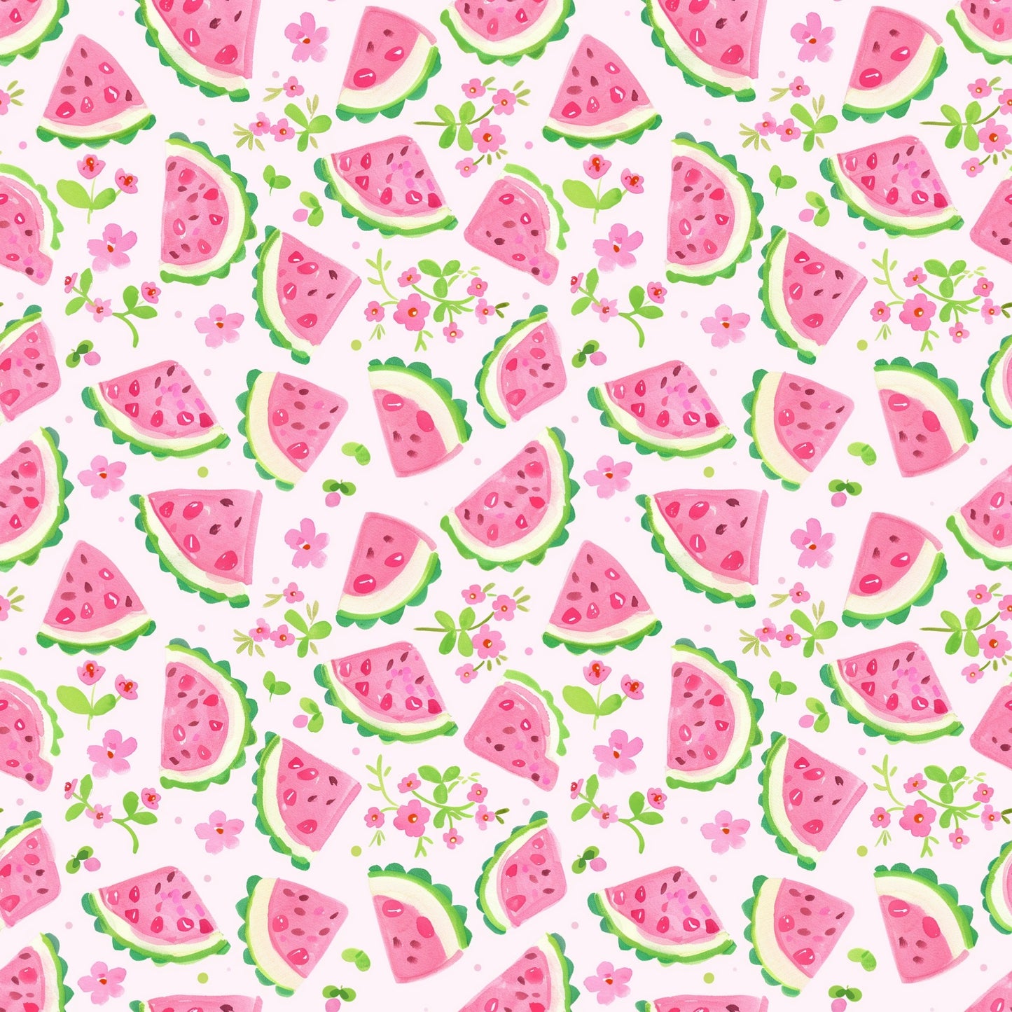 Preppy Pink Watermelon Digital Seamless Pattern