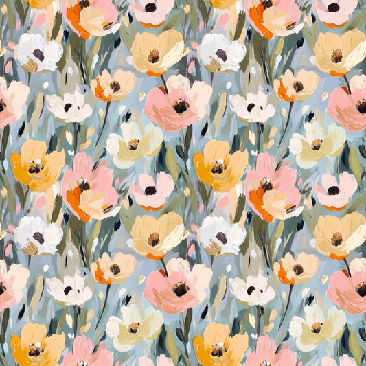 Pretty Floral Canvas Digital Seamless Pattern
